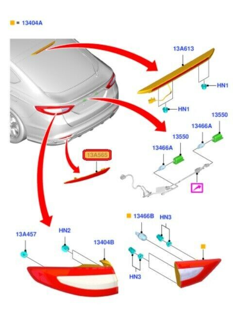 NEW GENUINE FORD MONDEO 2014- REAR BUMPER LOWER REFLECTOR LEFT RIGHT PAIR SET - Image 2