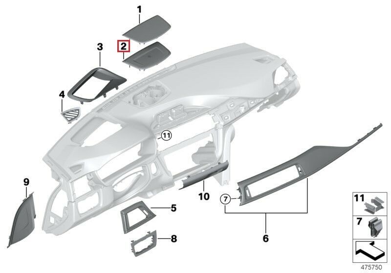 BMW NEW GENUINE 3 4 SERIES F30 F31 F32 F33 F34 F36 CENTER SPEAKER COVER 51459239293 - Image 2