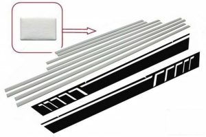 Add On Door Moldings Stripes Brushed Aluminum with Side Decals Sticker Vinyl Black suitable for Mercedes G-Class W463 (1989-2017)