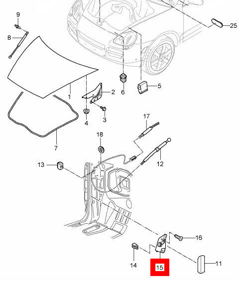 NEW GENUINE PORSCHE CAYENNE 9PA FRONT LID BONNET BEARING BRACKET RHD 95551163304 - Image 2