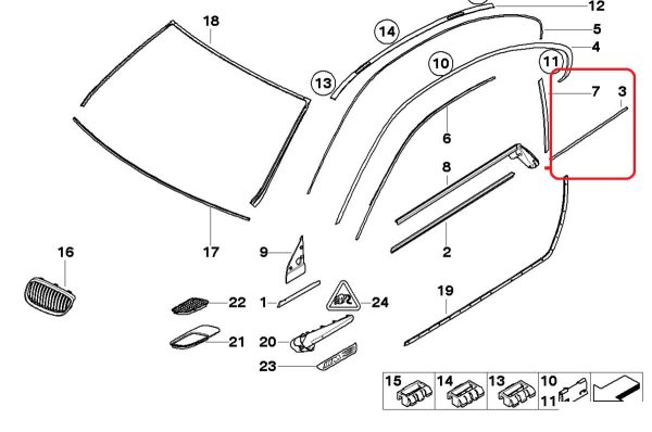 BMW NEW GENUINE E92 335 REAR WINDOW TRIM MOLDING FINISHER CHROME RIGHT 51377173554 - Image 2