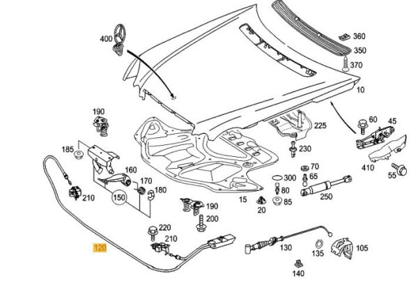 NEW GENUINE MERCEDES BENZ MB E CLASS W211 ENGINE HOOD RELEASE CABLE FRONT A2118800159 - Image 3