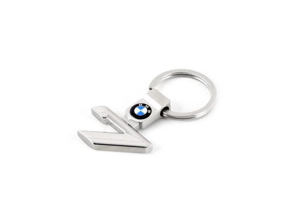 NEW GENUINE BMW 7 SERIES COLLECTION METAL CHROME KEY RING FOB 80272454653