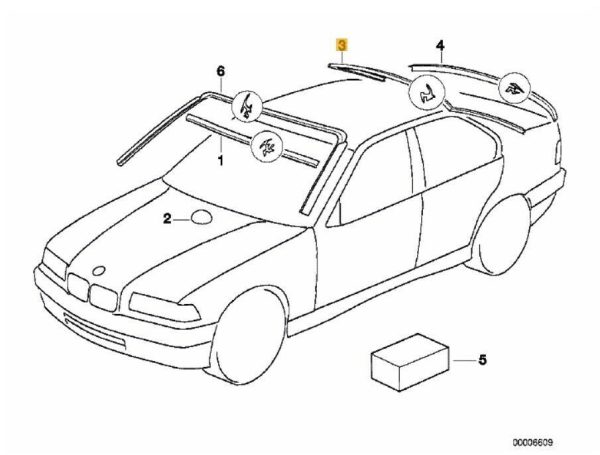 NEW GENUINE BMW 3 SERIES E36 92-98 SEDAN REAR UPPER WINDSHIELD TRIM SEAL 51311977277 - Image 2
