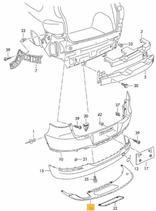 NEW GENUINE VW TIGUAN 07-11 REAR R LINE BUMPER SILVER LOWER SPOILER 5N0807568V7R - Image 2