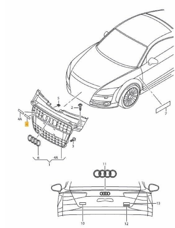 NEW GENUINE AUDI TT TTS 07-10 FRONT CENTER GRILLE QUATTRO INSCRIPTION BADGE 8J08537362ZZ - Image 2