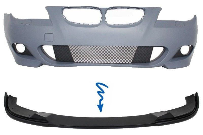 Front Bumper Spoiler Splitter Addon Valance Lip suitable for BMW 5 Series E60/E61 M-Technik (2004-2011) HM Style