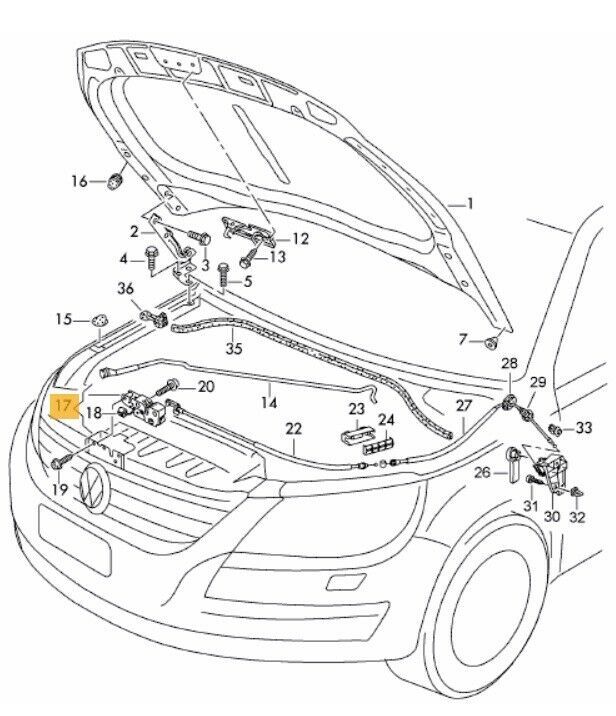 NEW GENUINE VW TIGUAN 08-16 FRONT BONNET HOOD LOCK LATCH RELEASE 5N0823509A - Image 2