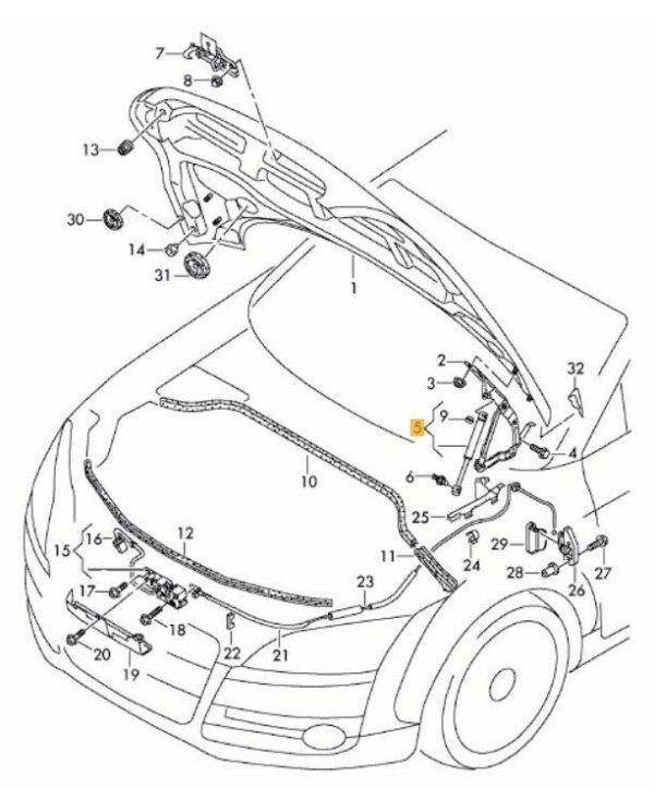 NEW GENUINE AUDI TT TTRS 2007-2014 FRONT BONNET GAS FILLED SUSPENSION STRUT 8J0823359C - Image 2