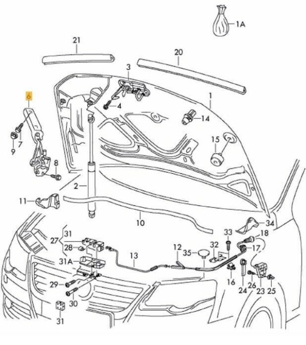NEW GENUINE VW PASSAT B6 2005-2011 ENGINE HOOD BONNET HINGE RIGHT O/S 3C0823302E - Image 2