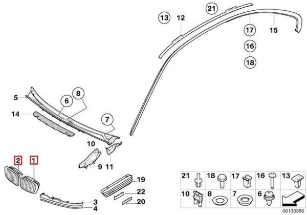 NEW GENUINE BMW 3 SERIES E46 FRONT BUMPER KIDNEY GRILLE CHROME PAIR SET - Image 2