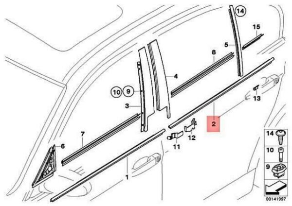 NEW GENUINE BMW 3 SERIES E90 REAR OUTER WEATHERSHIP LEFT N/S 51357119215 - Image 2