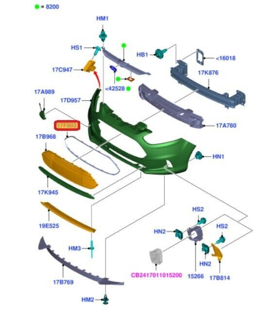 NEW GENUINE FORD B-MAX 2012- FRONT BUMPER CENTER GRILLE CHROME SURROUND FRAME 1835982 - Image 2