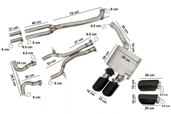 Complete Exhaust System suitable for Porsche Panamera II 971 (2017-Up) Turbocharged 3.0 L V6 Petrol Engine with Valvetronic - Image 15