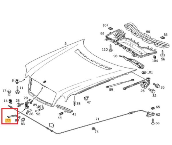 NEW GENUINE MERCEDES BENZ MB E CLASS W210 ENGINE HOOD RELEASE HANDLE A2108870727 - Image 3