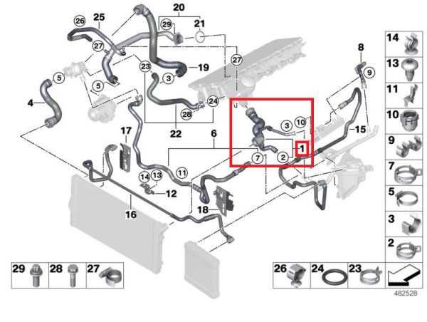 NEW GENUINE BMW F07 F06 F10 F12 F01 N55 PETROL ENGINE COOLANT HOSE 17127580957 - Image 2