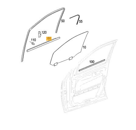 NEW GENUINE MERCEDES MB ML W164 FRONT DOOR LOWER WINDOW TRIM BLACK RIGHT O/S A1646904880 - Image 3