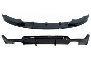 Front Bumper Spoiler Lip suitable for BMW 4 Series F32 F33 F36 Coupe Cabrio Grand Coupe (2013-03.2019) with Rear Bumper Diffuser Twin Double Outlet M-Performance