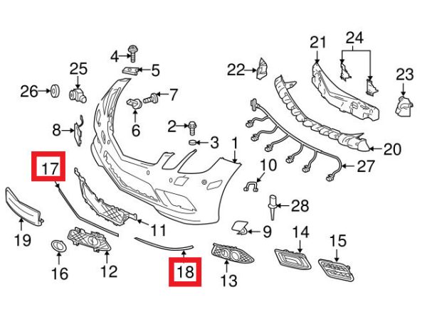 NEW GENUINE MERCEDES E CLASS C207 FRONT BUMPER CHROME MOULDING TRIM COMPLETE SET - Image 3