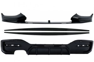 Front Bumper Lip Spoiler suitable for BMW 1 Series F20 F21 LCI (2015-2019) with Rear Bumper Spoiler Valance Diffuser and Side Skirts Extensions Hatchback M Sport Piano Black