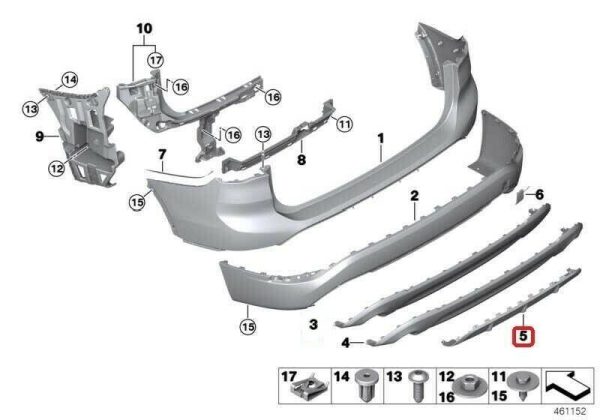 NEW GENUINE BMW X1 SERIES F48 X LINE REAR BUMPER DIFFUSER CHROME TRIM 51127379982 - Image 2