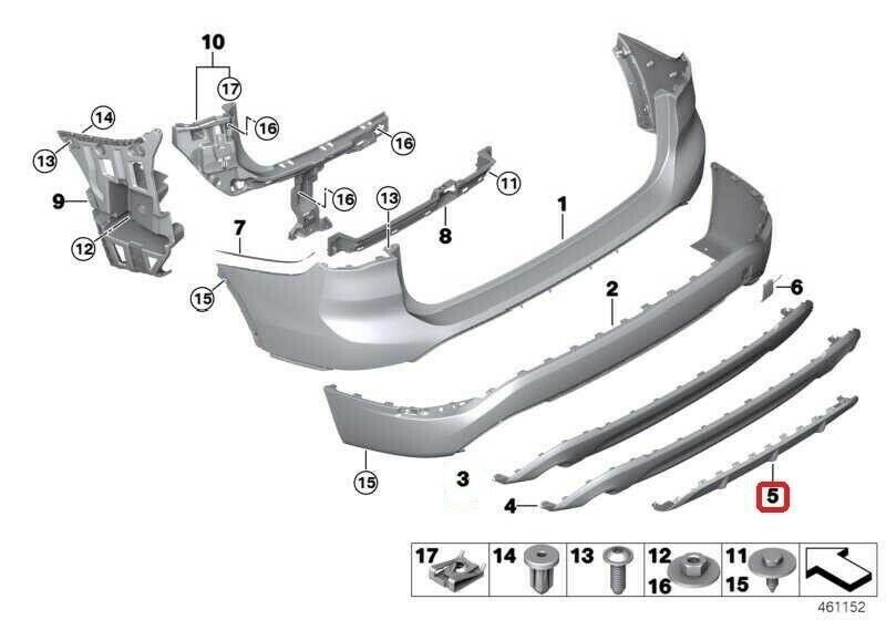 NEW GENUINE BMW X1 SERIES F48 X LINE REAR BUMPER DIFFUSER CHROME TRIM 51127379982 - Image 2