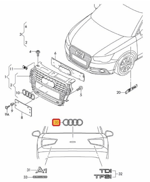 NEW GENUINE AUDI A1 2011-2016 REAR TRUNK CHROME CENTER EMBLEM 8X0853742A 2ZZ - Image 2