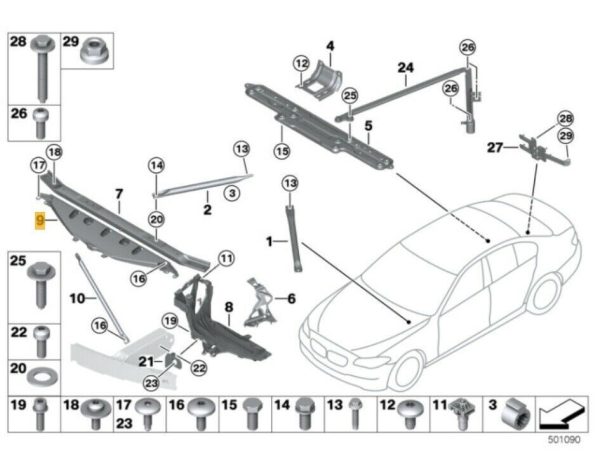NEW GENUINE BMW 5 SERIES F10 F11 FRONT UPPER CENTER PANEL SUPPORT 51647200689 - Image 2