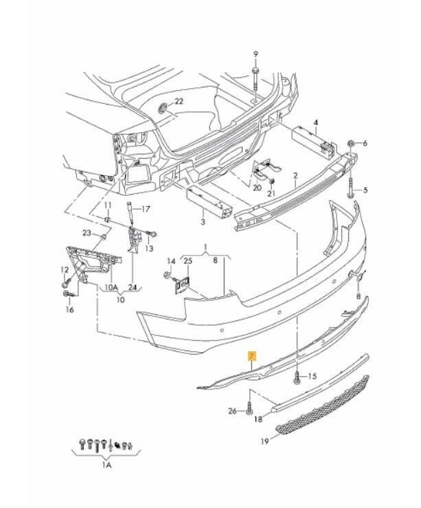 NEW GENUINE AUDI A5 2008-2011 REAR BUMPER LOWER BLACK SPOILER DIFFUSER 8T0807521A01C - Image 2