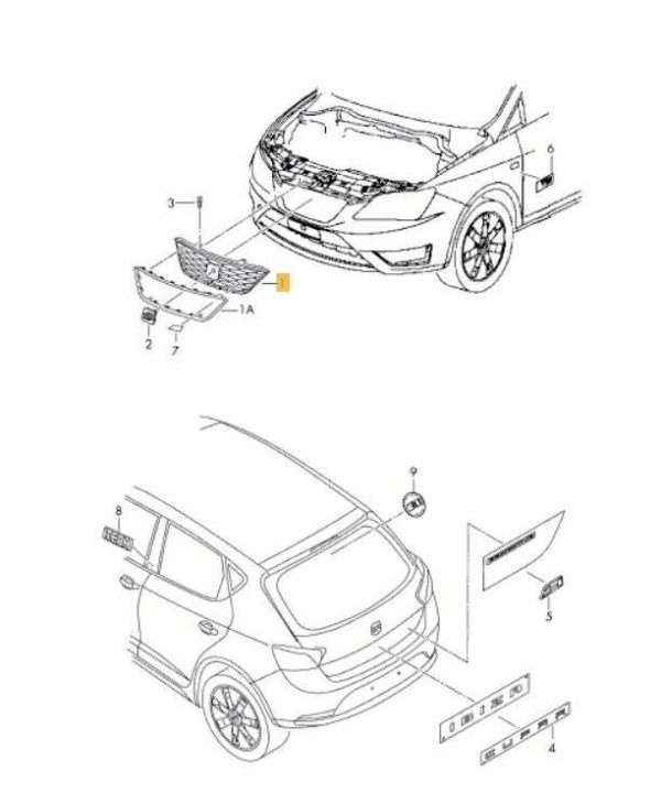 NEW GENUINE SEAT IBIZA CUPRA 13-18 FRONT UPPER CENTER GRILL BLACK 6JL853654C 9B9 - Image 2