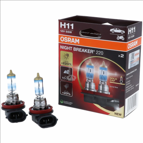 OSRAM Night Breaker 220 - H11 +220% Xenon White Car Bulbs (2 Bulbs)
