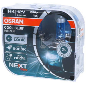 OSRAM Cool Blue Intense H4 +100% (NEXT GEN) Extra White (LED look) Car Bulbs (2 Bulbs)