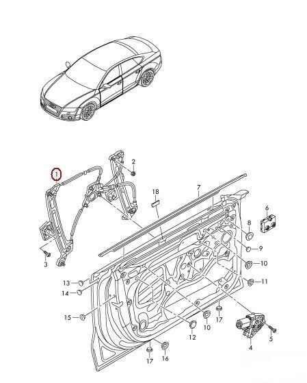 NEW GENUINE AUDI A7 10-16 FRONT RIGHT O/S SIDE WINDOW REGULATOR 4G8837462B - Image 2