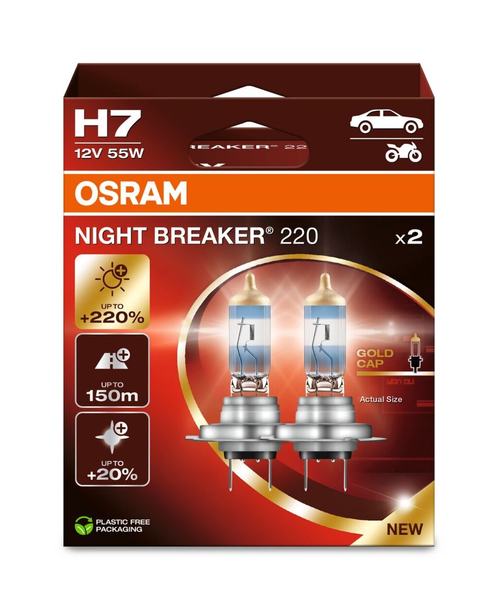 OSRAM Night Breaker 220 - H7 +220% Xenon White Car Bulbs (2 Bulbs) - Image 2