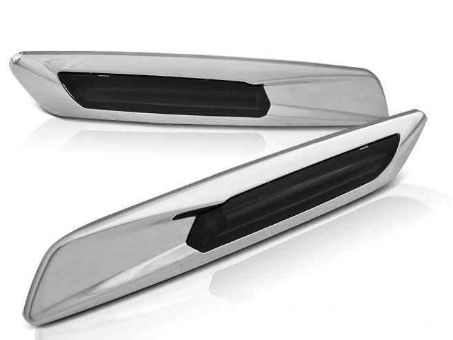 SIDE TURN MARKERS SMOKED LED CHROME F10 STYLE fits BMW E81 / E82 / E87 / E88 2007-2010
