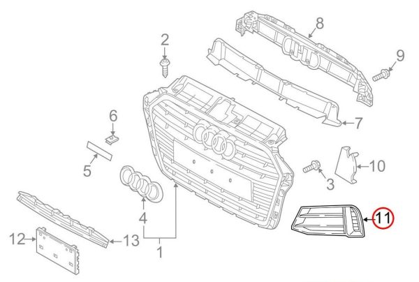 Ambition Genuine RIGHT Front Bumper Side Vent Grill Air Intake For Audi A3 8V 17-19 Facelift SE - Image 5