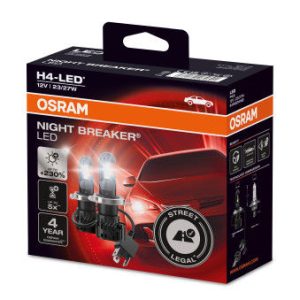 OSRAM Night Breaker LED H4 Bulbs (2 pcs.) Next Generation +230% more light. Street legal