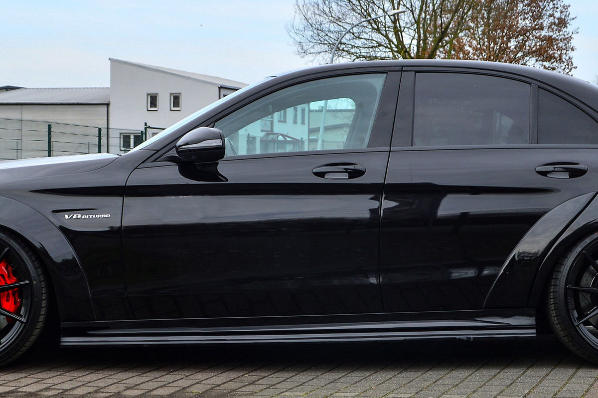 Performance Side skirts addons / Blades / diffusers / sill covers with Wing For Mercedes C-Class C63AMG+S W205 15-21