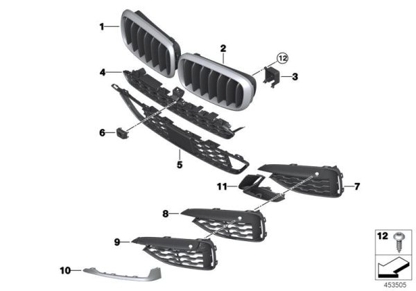 FOR NEW GENUINE BMW X6 SERIES F16 M50dx FRONT GRILLS TRIM RIGHT SIDE O/S 51118056536 - Image 3