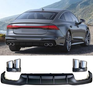 S7 Look Rear Bumper Diffuser With Exhaust Tips For Audi A7 4K 18-22