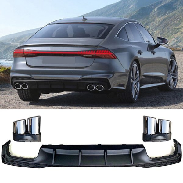 S7 Look Rear Bumper Diffuser With Exhaust Tips For Audi A7 4K 18-22