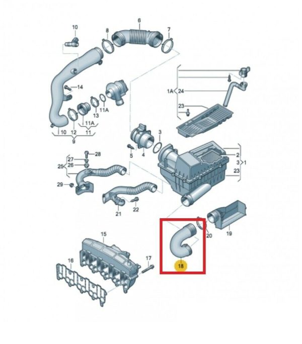 NEW GENUINE AUDI VOLKSWAGEN AIR INTAKE HOSE DUCT PIPE 1K0129618BQ - Image 4