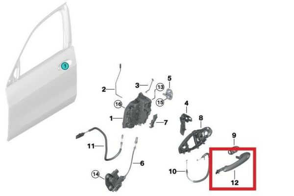 NEW GENUINE BMW 3 SERIES G20 G21 FRONT PASSENGER SIDE DOOR HANDLE 51219491458 - Image 2