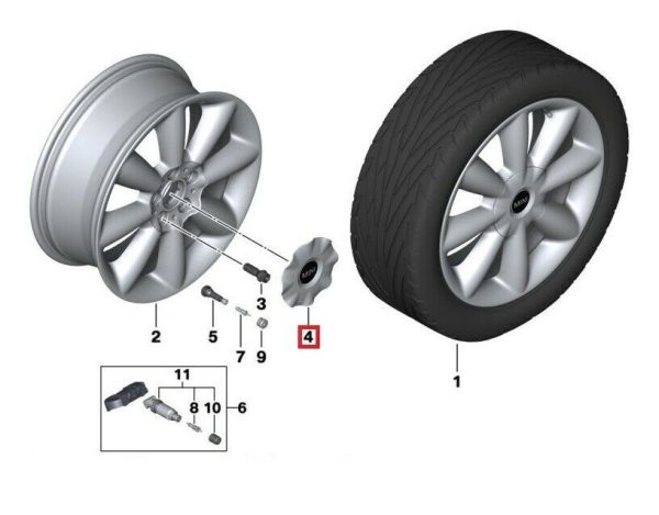 FOR NEW GENUINE MINI F55 F56 F57 ORIGINAL WHEEL HUB CENTER CAP 1 PIECE - Image 4