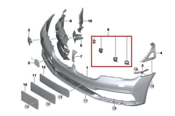 NEW GENUINE BMW 7 SERIES G11 G12 FRONT BUMPER SET OF MOUNTS FOR FRONT PDC PMA 51112361335 - Image 3