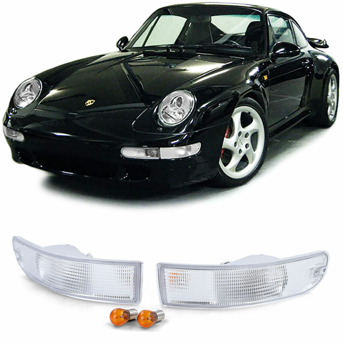 OE Look White Front Turnsignal Lights/ Indicators For Porsche 911 (993) 1993-1998