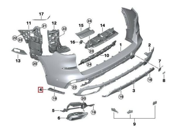 NEW GENUINE BMW X5 G05 X5 30dX 40iX 50iX REAR BUMPER TRIM RIGHT O/S 51128092132 - Image 4
