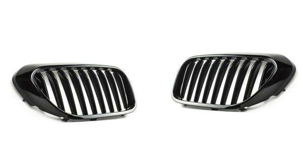 NEW GENUINE BMW G30 G31 M PERFORMANCE BLACK GLOSS KIDNEYS GRILLS PAIR SET