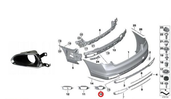 NEW GENUINE BMW 7 SERIES G11 G12 REAR EXHAUST END PIPE TRIM LEFT N/S 51127357149 - Image 4
