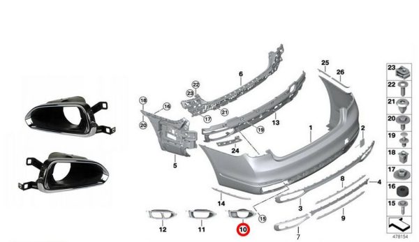 NEW GENUINE BMW 7 SERIES G11 G12 REAR EXHAUST END PIPE TRIMS PAIR SET N/S + O/S 51127357149 + 51127357150 - Image 4